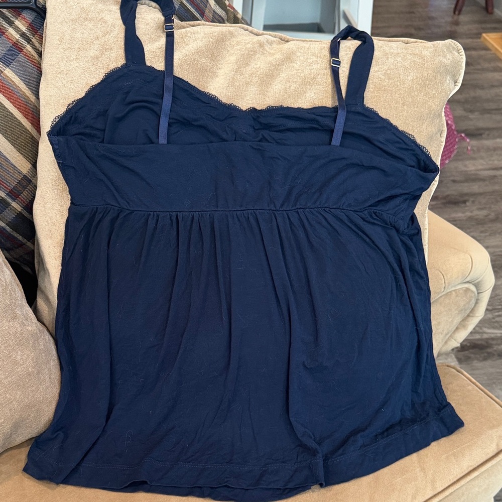 Soma Women's Deep Blue Camisole with Lace Detail pajama top - Picture 3 of 3